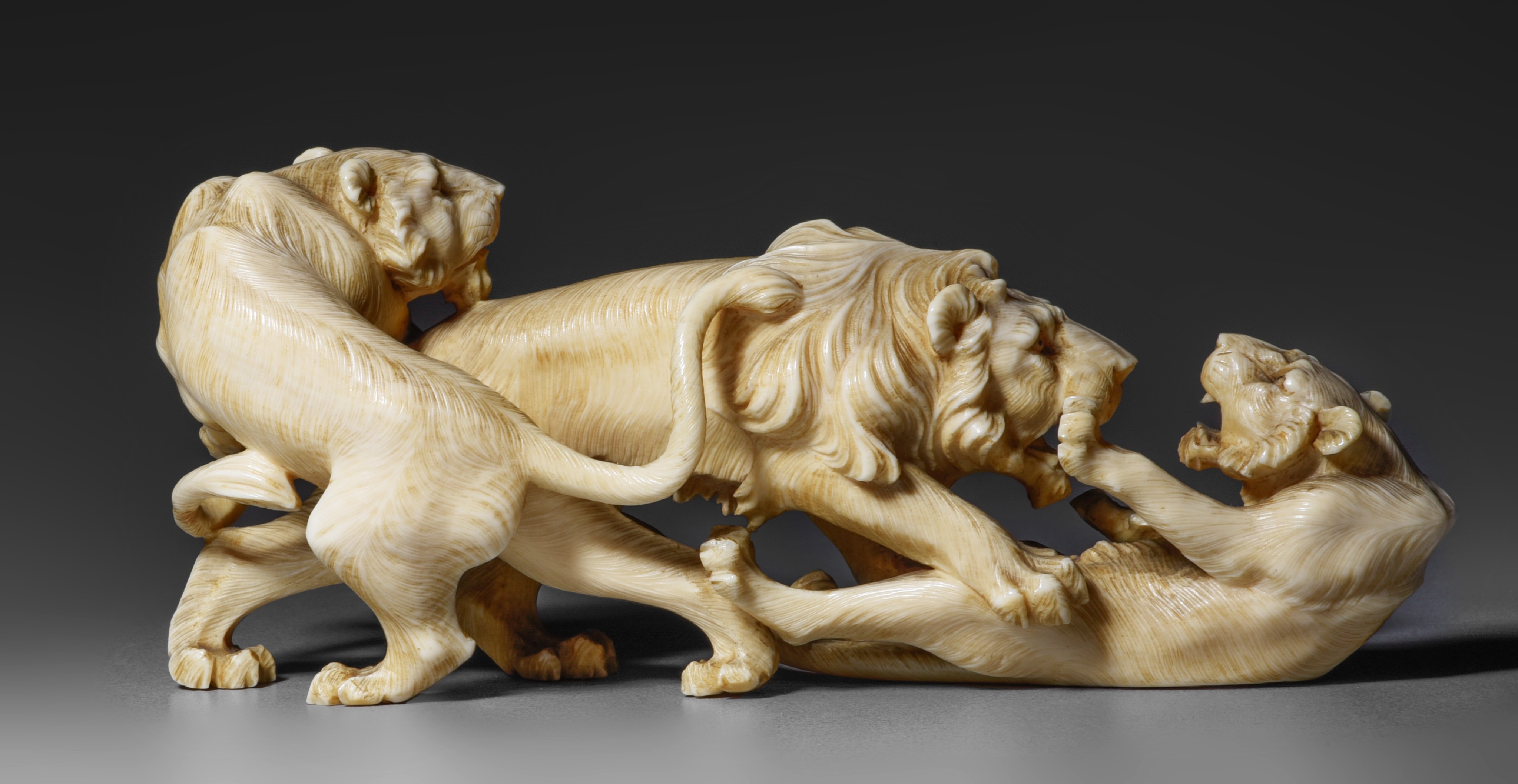 Two Japanese ivory okimono of wild animals, Edo/Meiji period, 144g - 156g (+) - Image 11 of 15