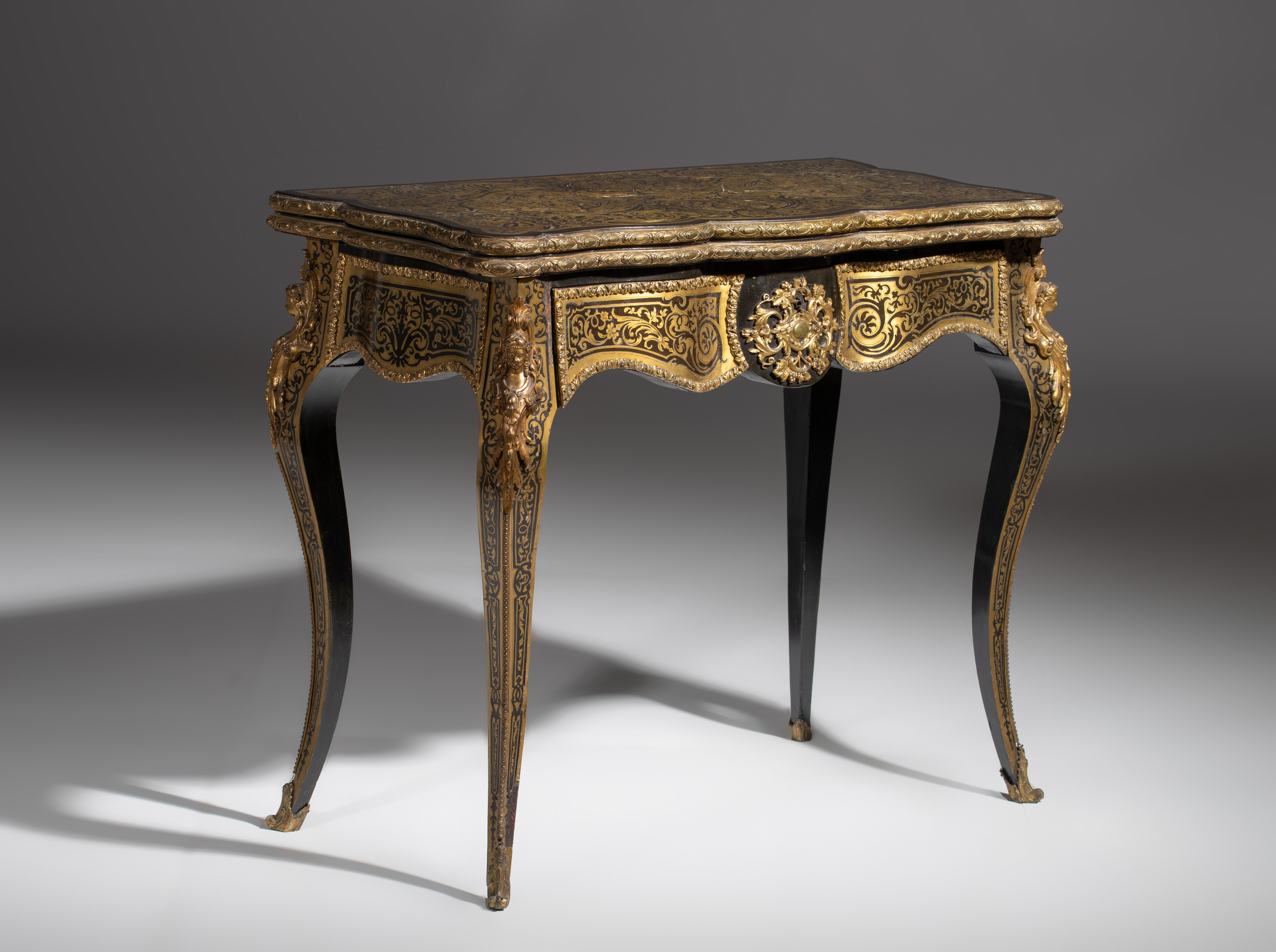 A fine Napoleon III Boulle playing card table, with gilt bronze mounts, H 73 - 75 - W 44 - 88 cm - Image 2 of 10