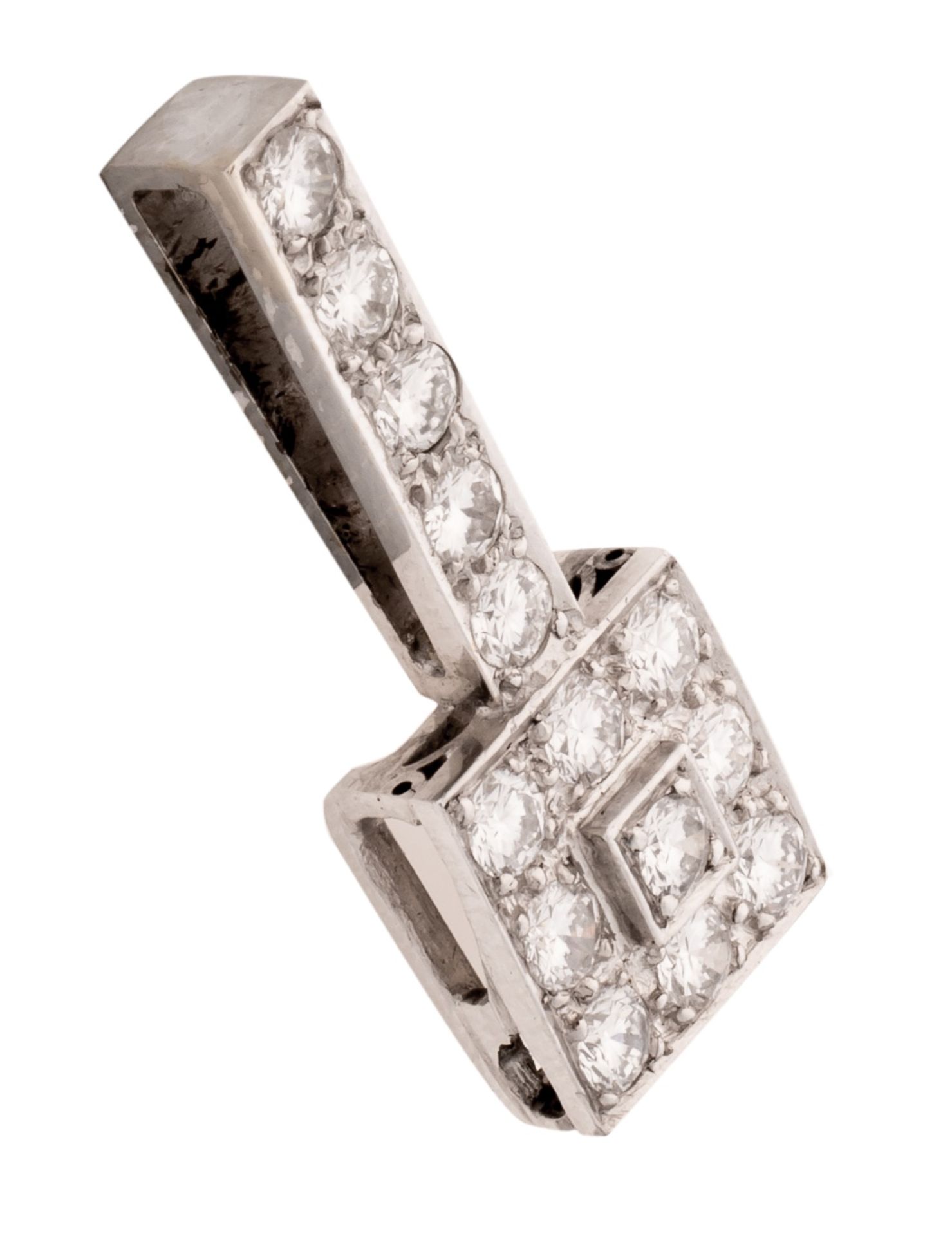 An 18ct white gold pendant, set with brilliant-cut diamonds, H 2,8 cm - 4,5 g