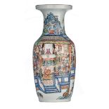 A Chinese famille rose 'Court scene' vase, 19thC, H 56 cm