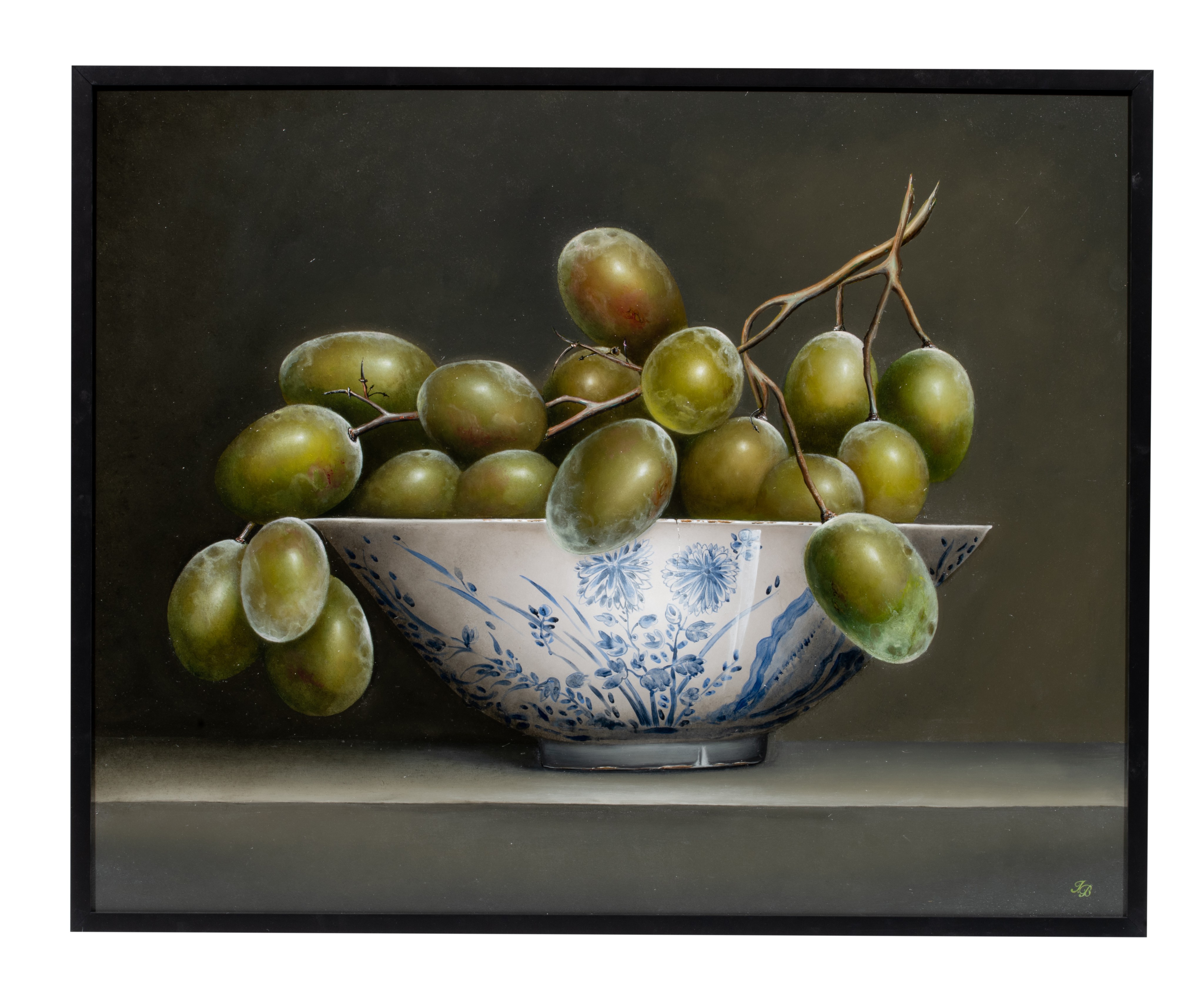 Ignace Bauwens, still life with grapes in a Chinese blossom bowl, oil on panel, 80 x 100 cm - Image 2 of 7