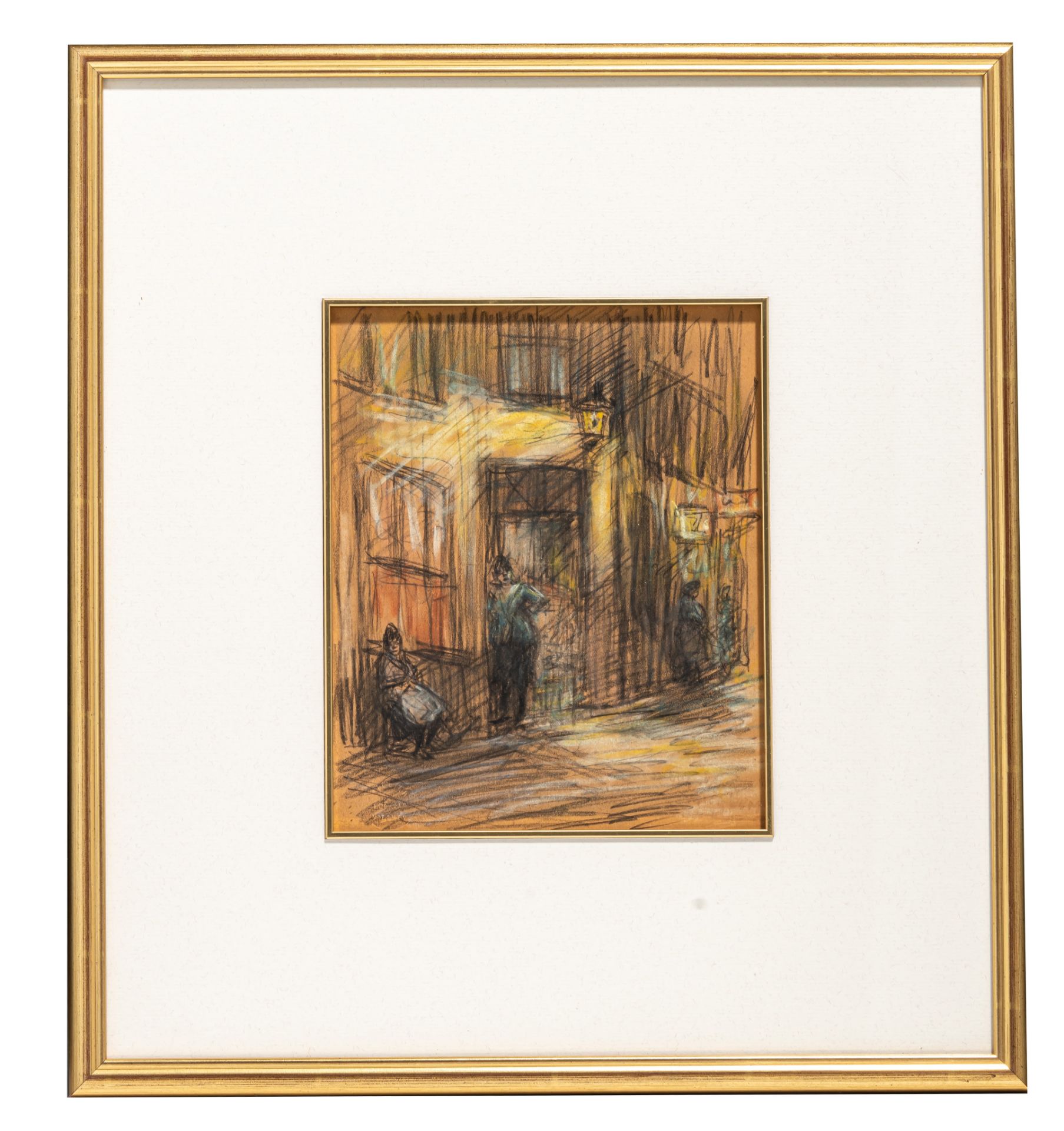 Eugeen Van Mieghem (1875-1930), Streetview with brothels, pastel drawing, 18 x 22 cm - Bild 2 aus 3