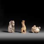 Three ivory netsuke, 19th/early 20thC, 28g - 28g - 15g (+)