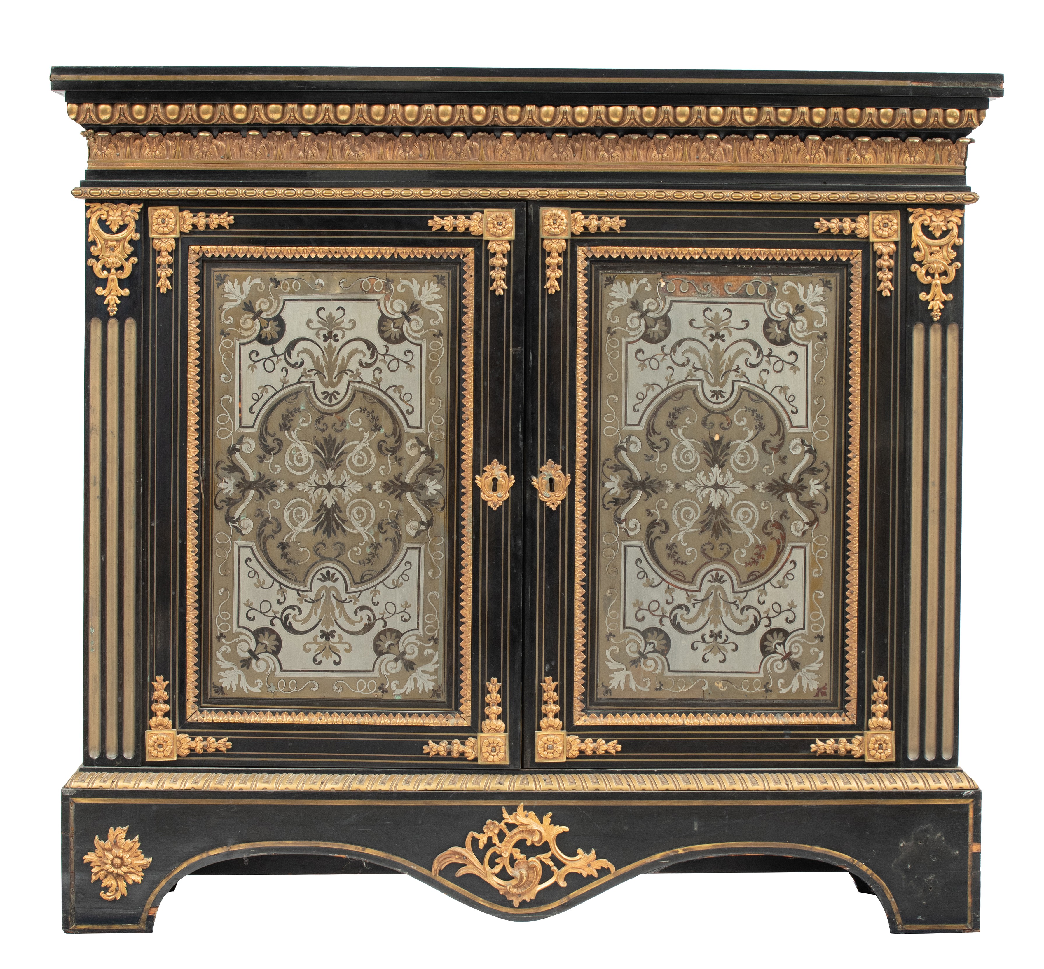 A Napoleon III Boulle 'meuble d'appui', late 19thC, H 105 - W 115 - D 40 cm - Image 2 of 11