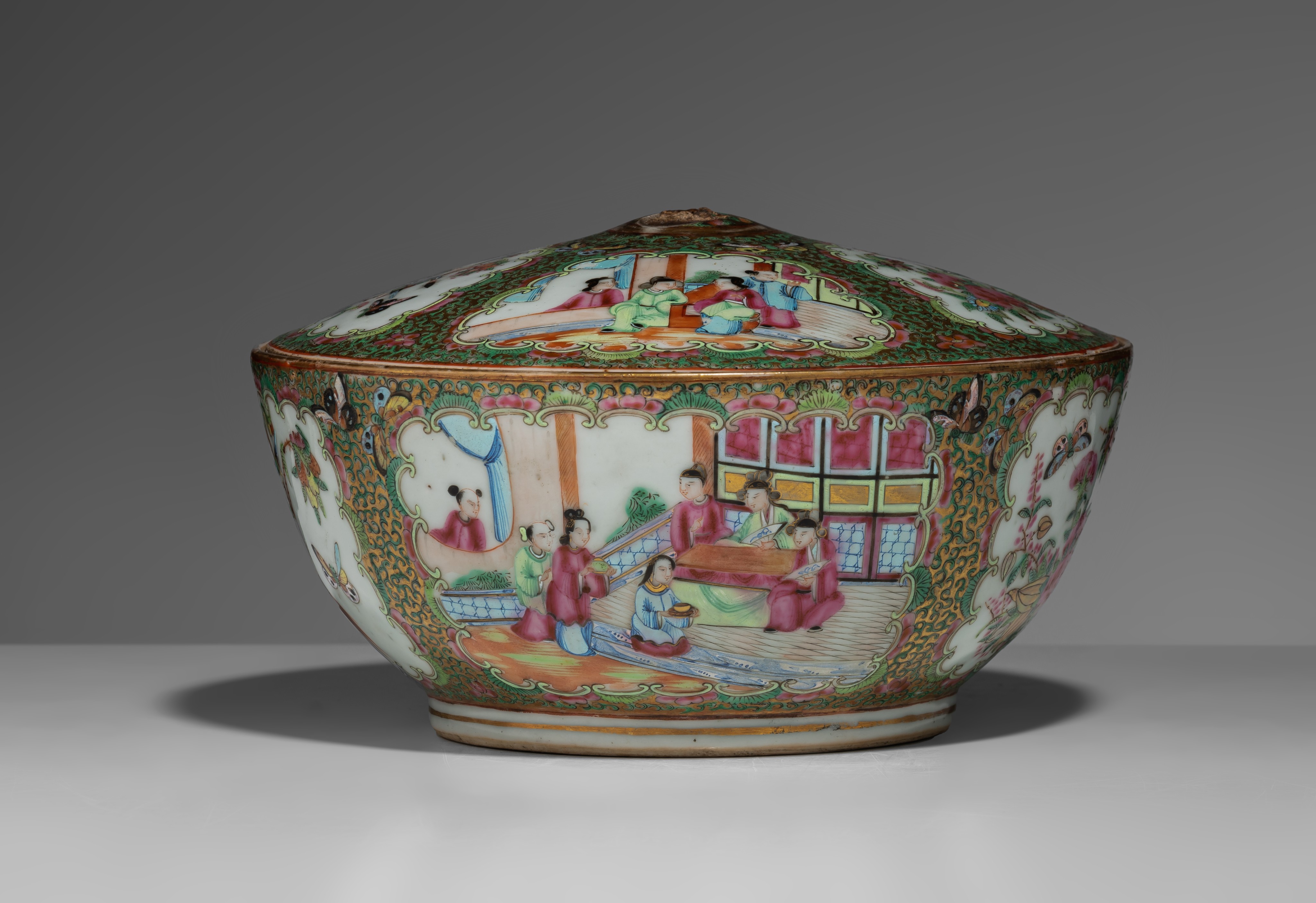 A collection of nine Chinese famille rose ware, two blue and white, and a Canton bowl and cover, (in - Image 2 of 35
