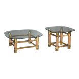 A set of two Italian design coffee tables in the style of Tommaso Barbi, H 40 - 53 - W 71 - 96 - D 7