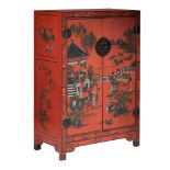 A Chinese coromandel red lacquer cabinet, 20thC, H 127,5 - W 87 - D 44 cm