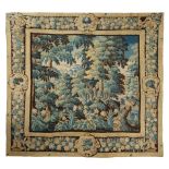 A mid 17thC Flemish Oudenaarde verdure wall tapestry, wool and silk, H 281 - W 307 cm