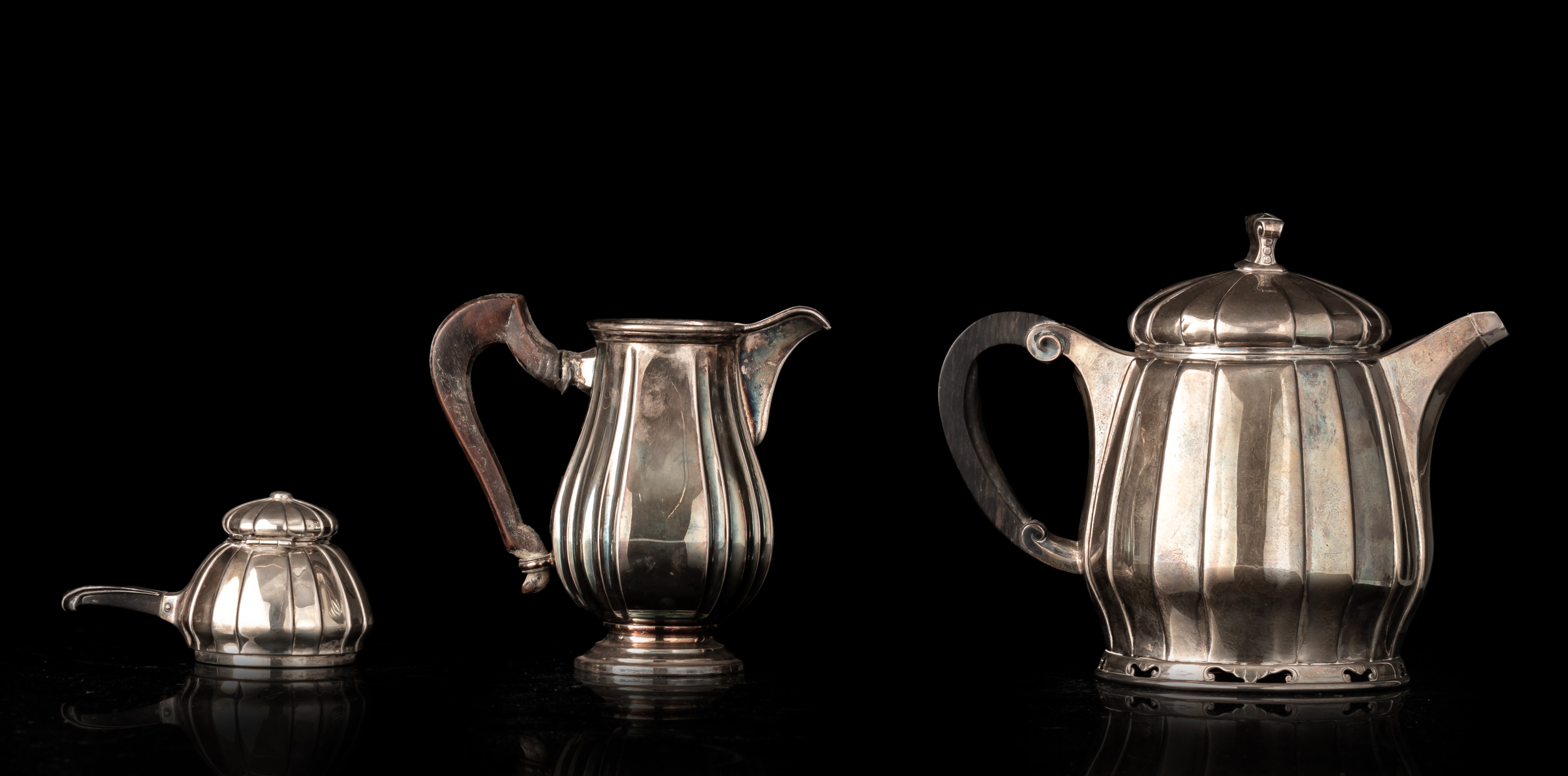 A four-part silver Art Deco coffee and tea set, marked Altenloh, 950/000, H 14 - 37 cm, weight: 4.29 - Image 8 of 21