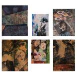 Pol Mara (1920-1998), six watercolours on paper in one frame, 1996, 135 x 158 cm