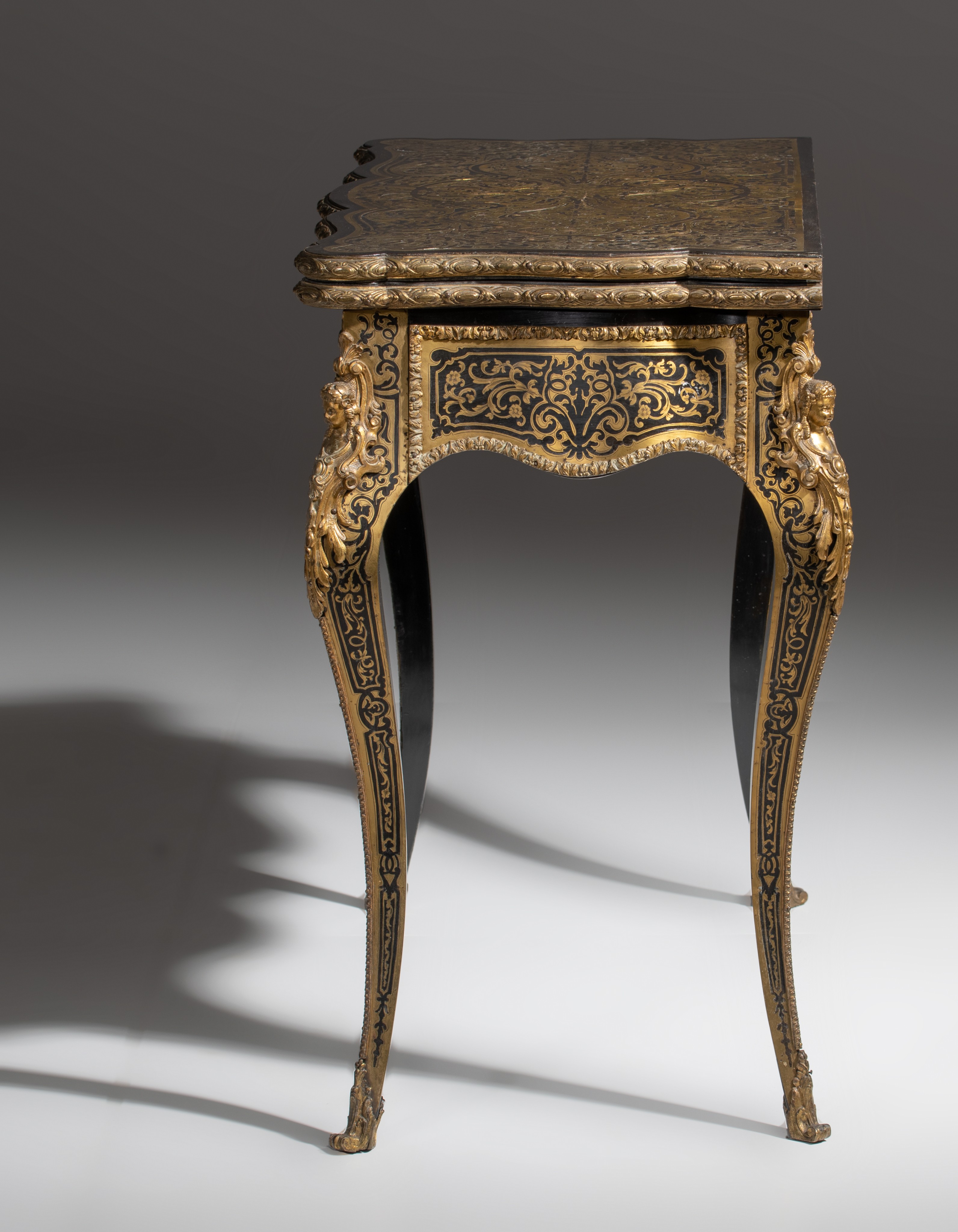 A fine Napoleon III Boulle playing card table, with gilt bronze mounts, H 73 - 75 - W 44 - 88 cm - Image 5 of 10