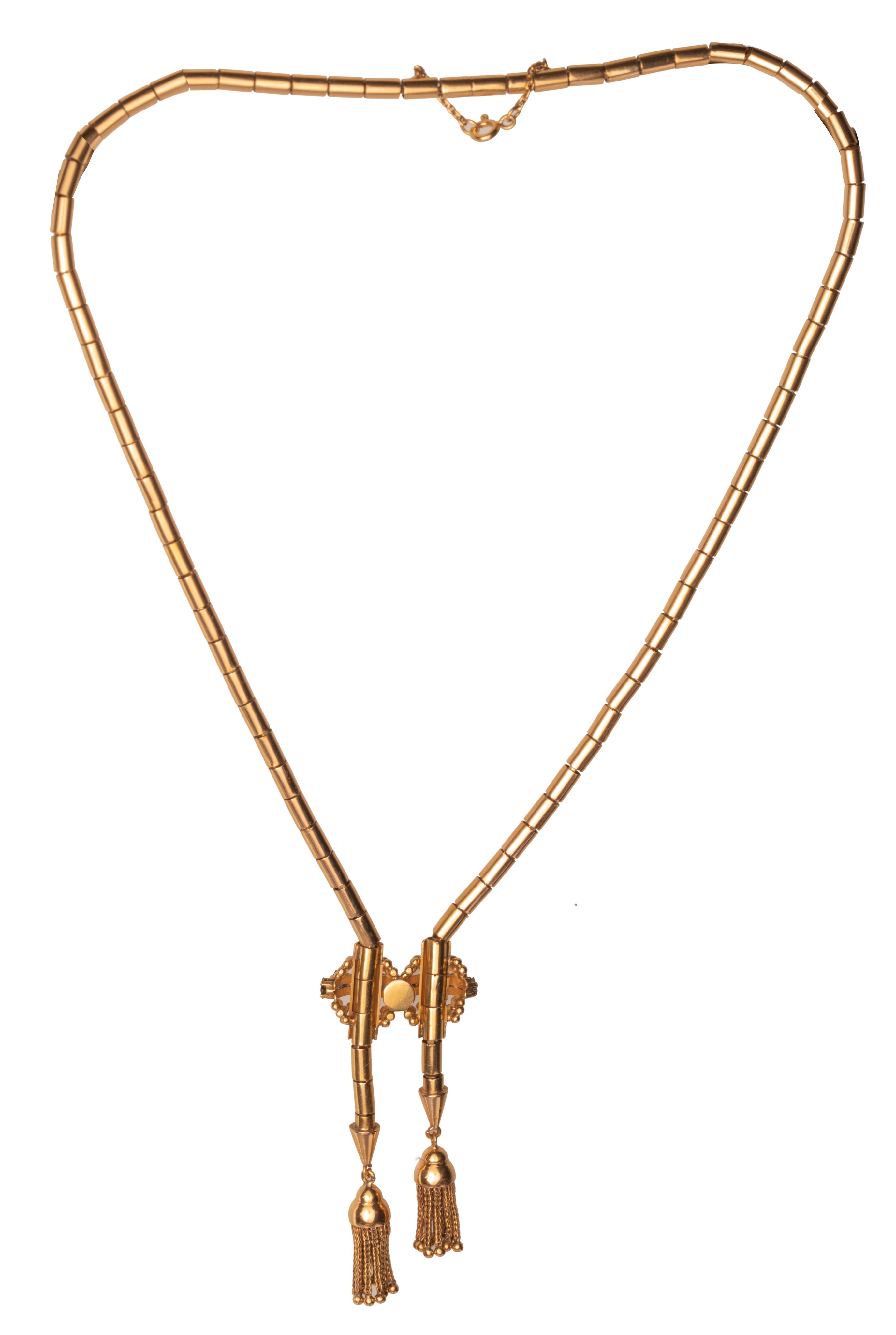 A box chain necklace in 18ct yellow gold, set with blue sapphires and diamonds, 37 g - Image 2 of 4