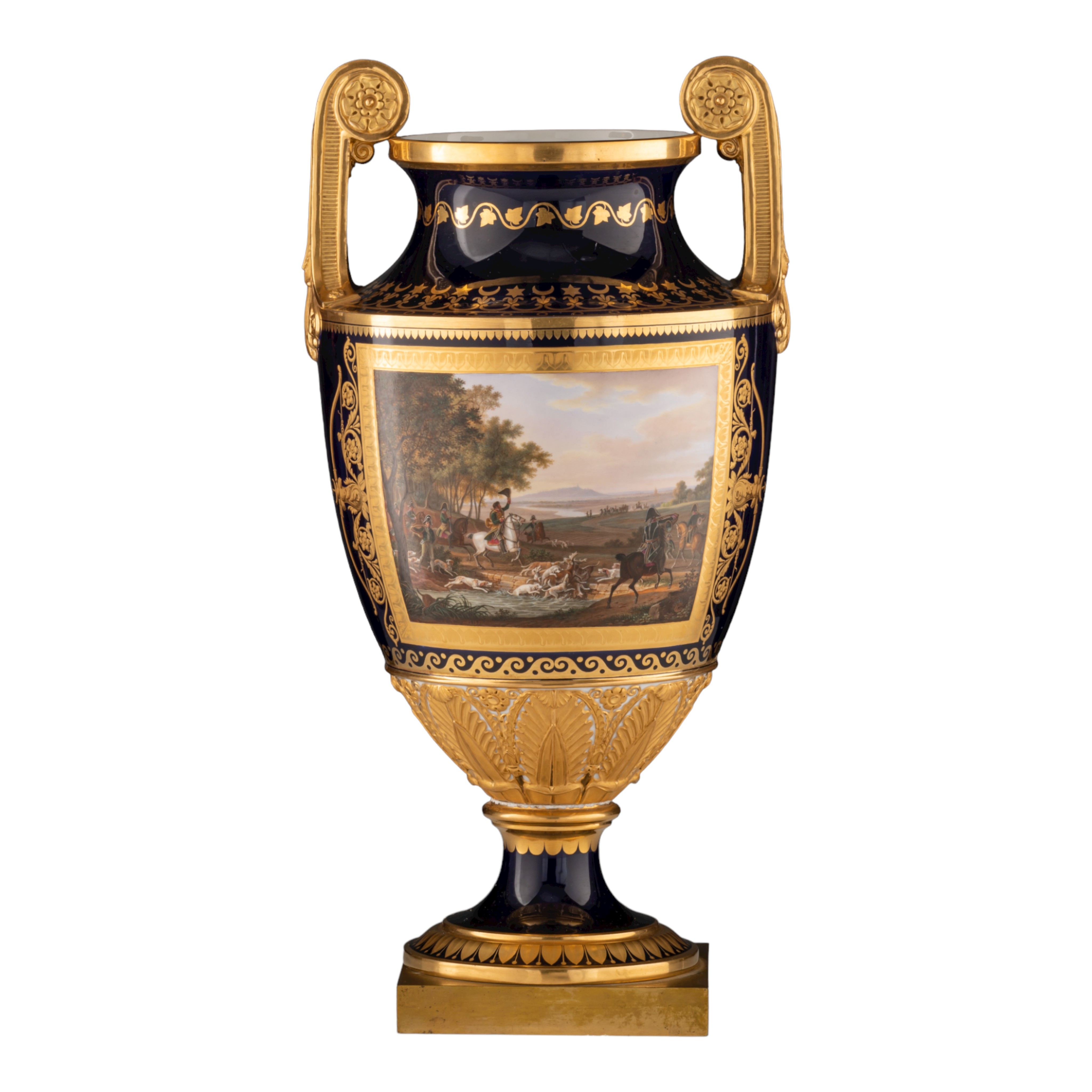 A very fine Empire Sèvres porcelain vase by Jean Charles Develly (1783-1862), 1819, H 44,5 cm