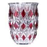 An imposing ruby overlay crystal cut Val-Saint-Lambert vase, H 34 cm