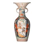 A Japanese Imari vase, paired with elephant-head handles, late Meiji period, 19thC, H 55,5 cm