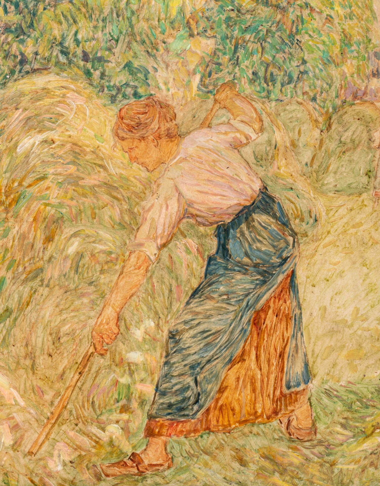 Modest Huys (1874-1932), 'De Hooister te Brakel', the harvest, ca. 1908, oil on board, 48,5 x 69,5 c - Bild 5 aus 7