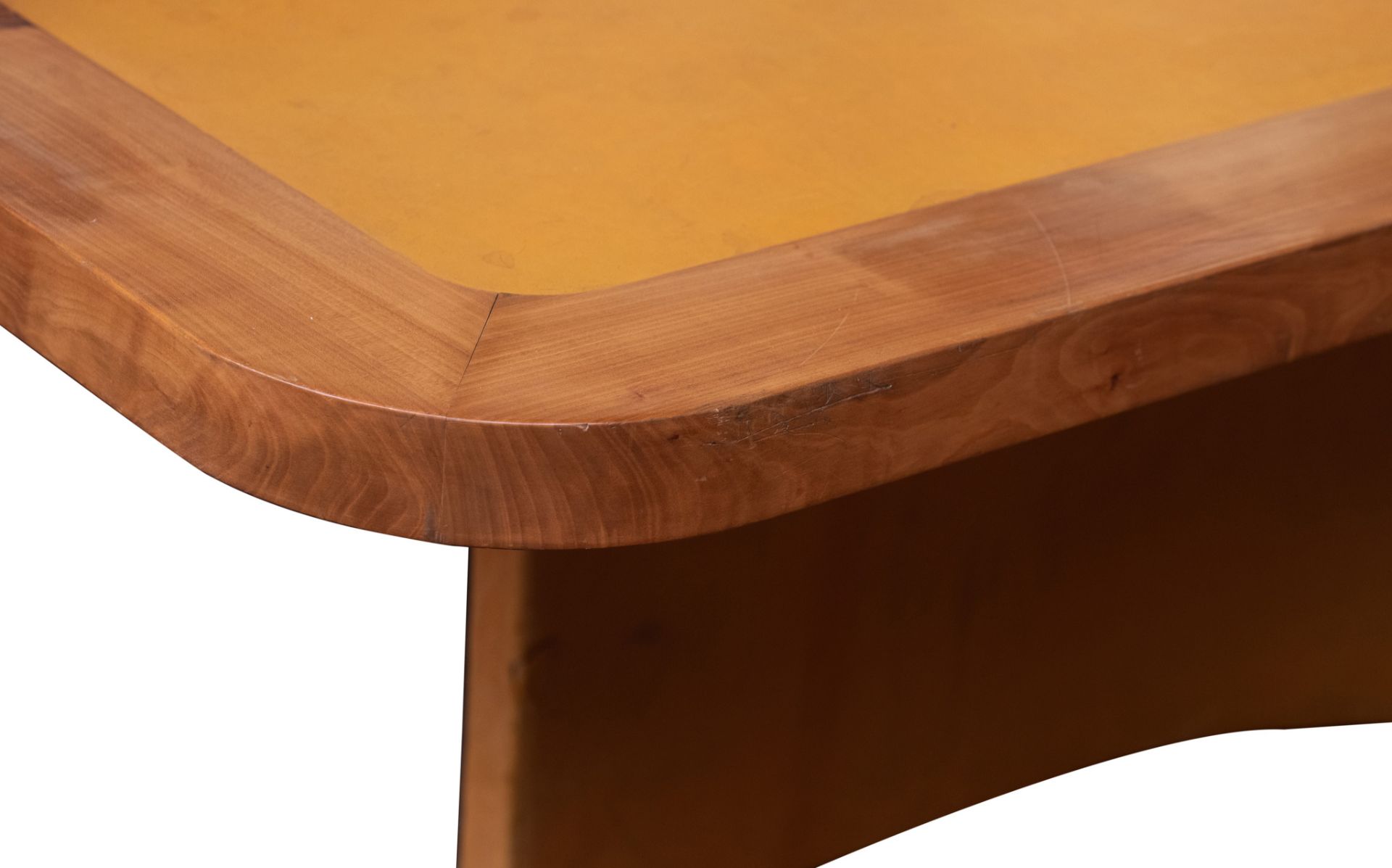 A large office desk with leather top, cherry wood, H 71 - W 300 - 427 - D 120 cm - Bild 8 aus 10