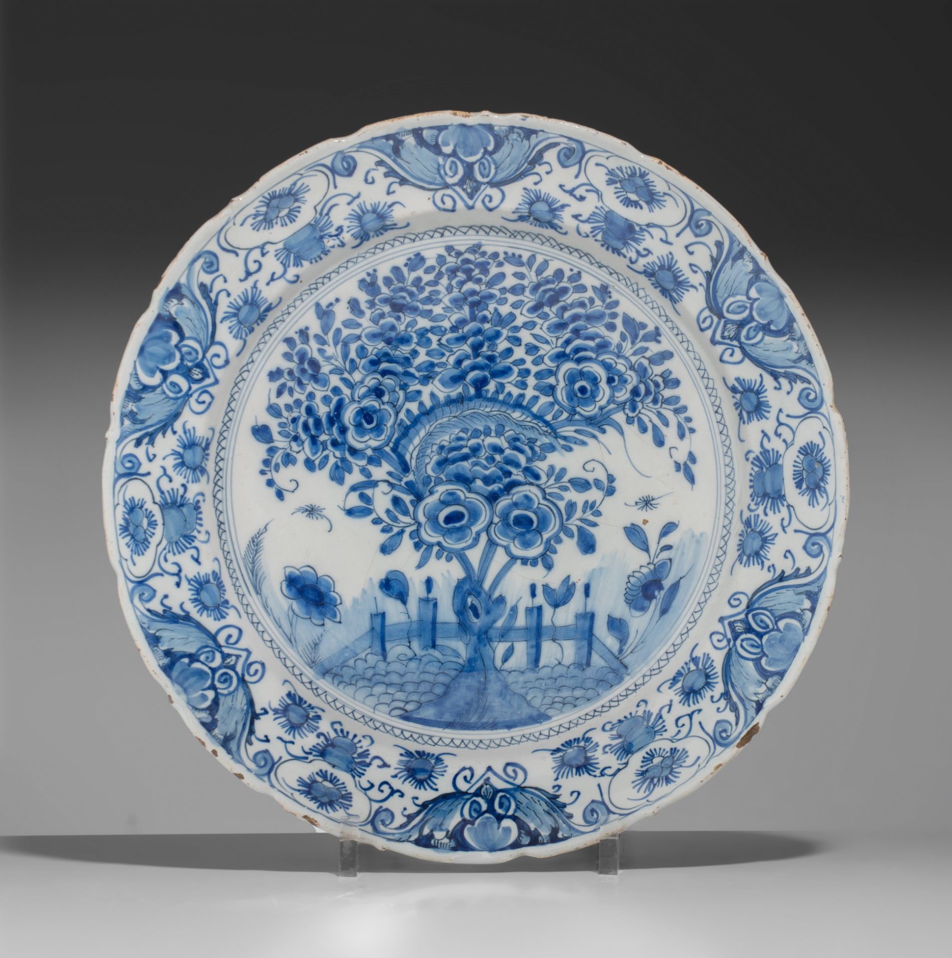 A pair of 18thC Delft plates by Geertruy Verstelle, added 12 blue and white plates, ø 16 - 34 cm - Image 4 of 17