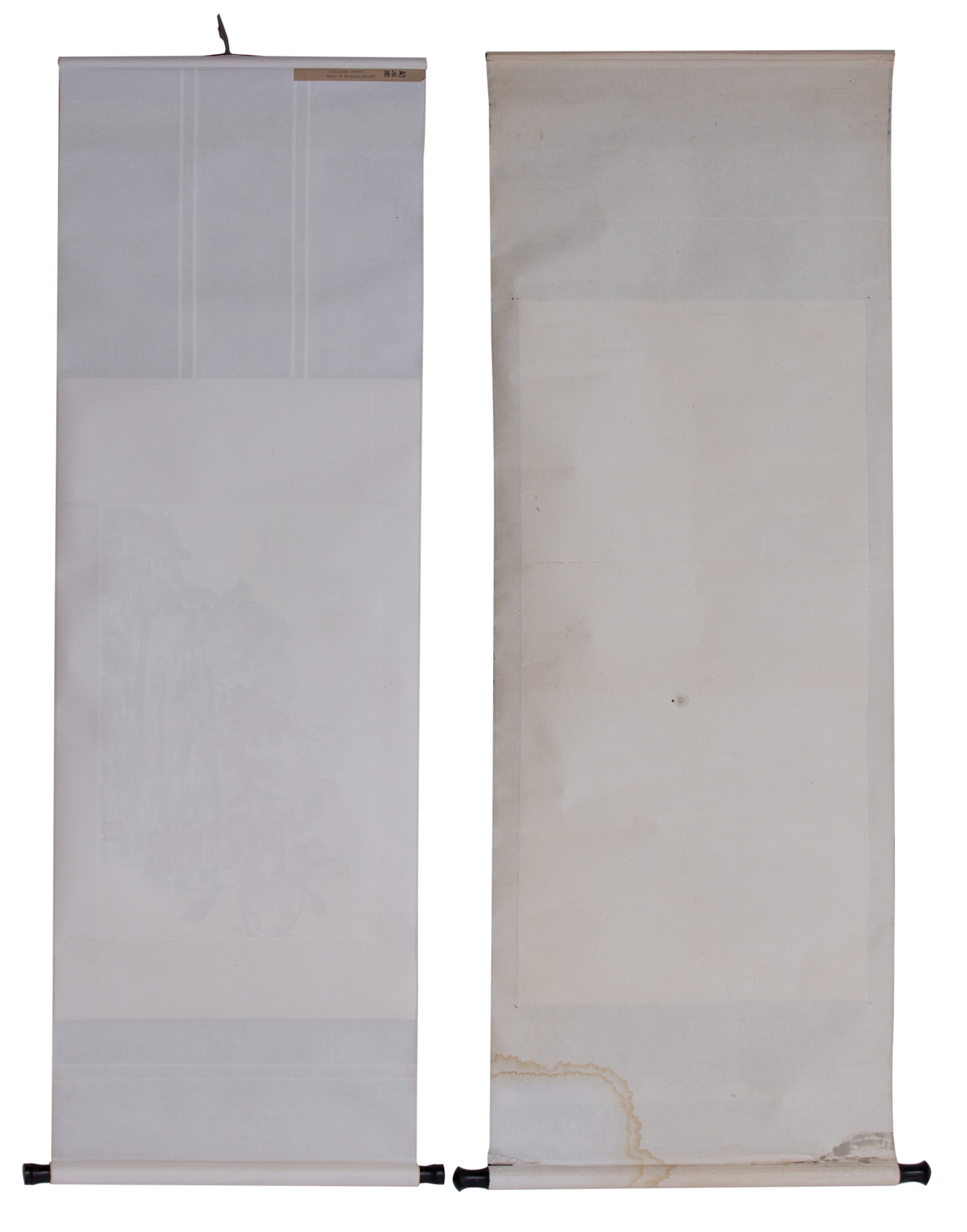 Two Chinese scroll paintings, ink and watercolour on paper, 20thC, 43 x 66,5 cm and 55 x 109 cm - Bild 3 aus 5