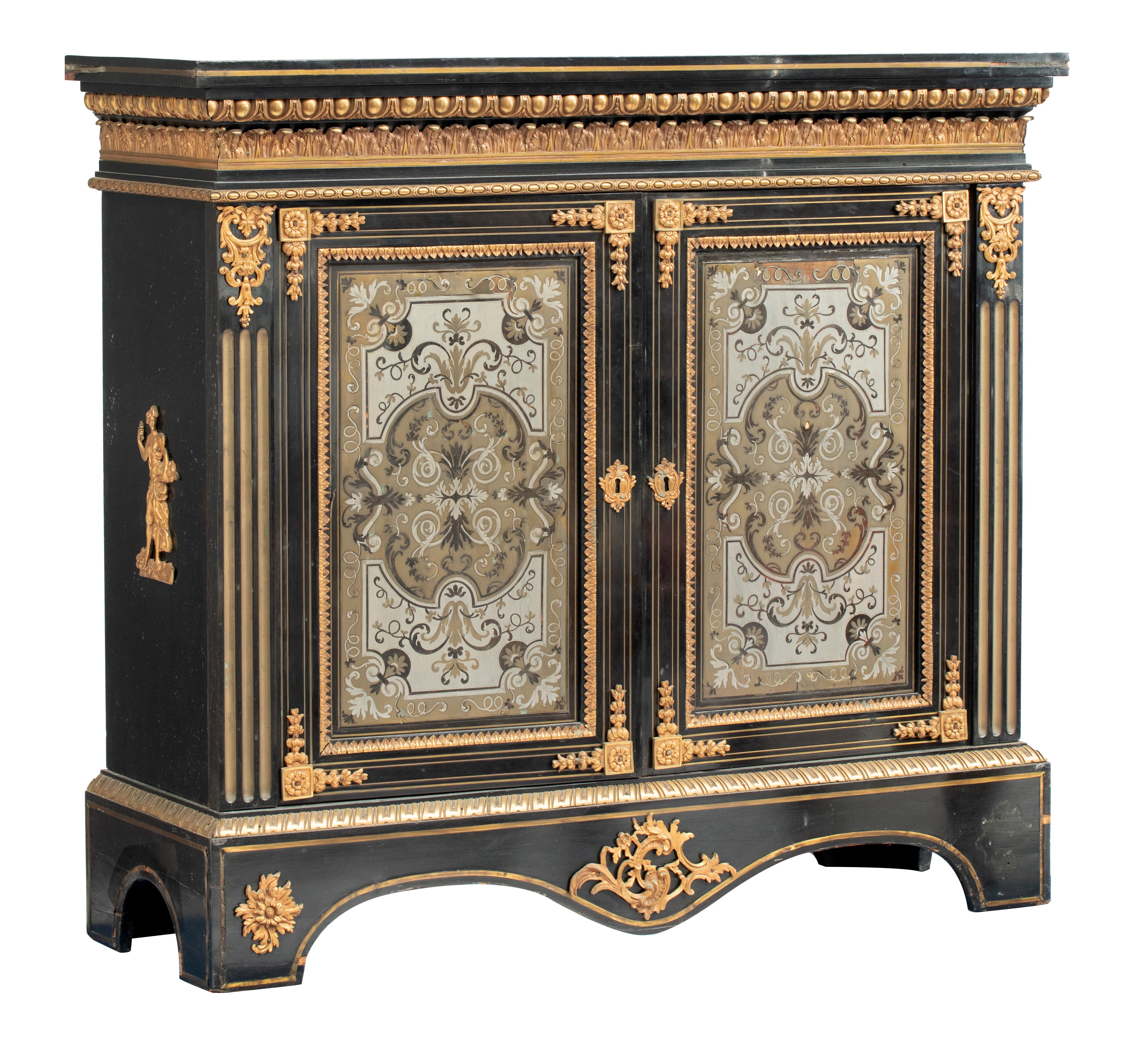 A Napoleon III Boulle 'meuble d'appui', late 19thC, H 105 - W 115 - D 40 cm