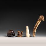 Three Japanese netsuke and one ojime, Edo/Meiji period, W 4,6 cm - W 5,7 cm - W 11,6 cm - W 3 cm