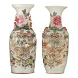 Two Chinese Qianjiangcai 'One Hundred Treasures' vases, both with a signed text and one paired with