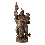 Hippolyte Moreau (1832-1927), 'Victory', patinated spelter, H 71 cm