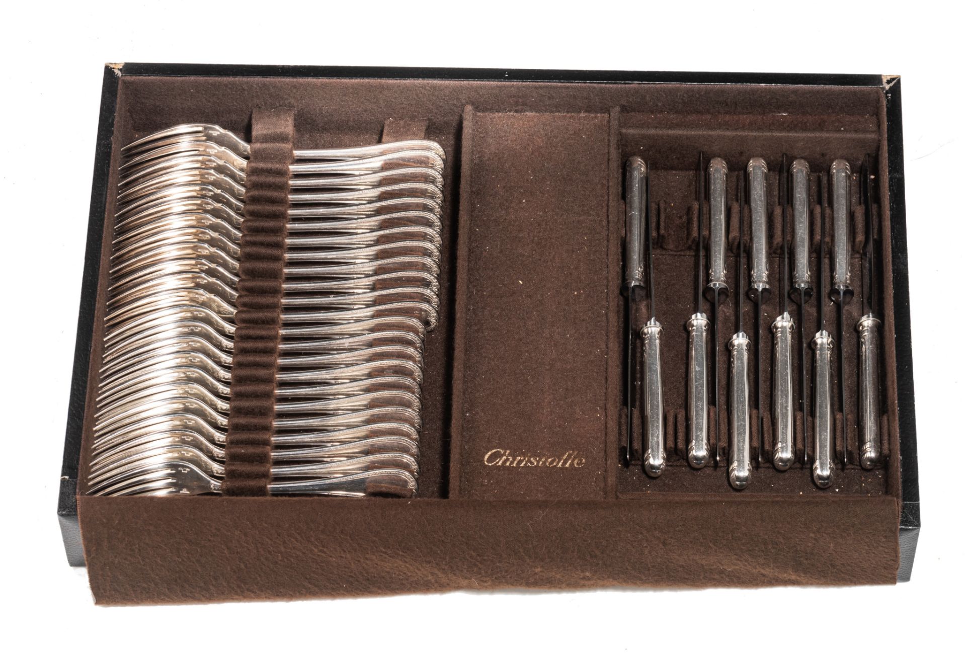 A twelve-person silver plated cutlery set by Christofle - France, model Malmaison - Bild 3 aus 8