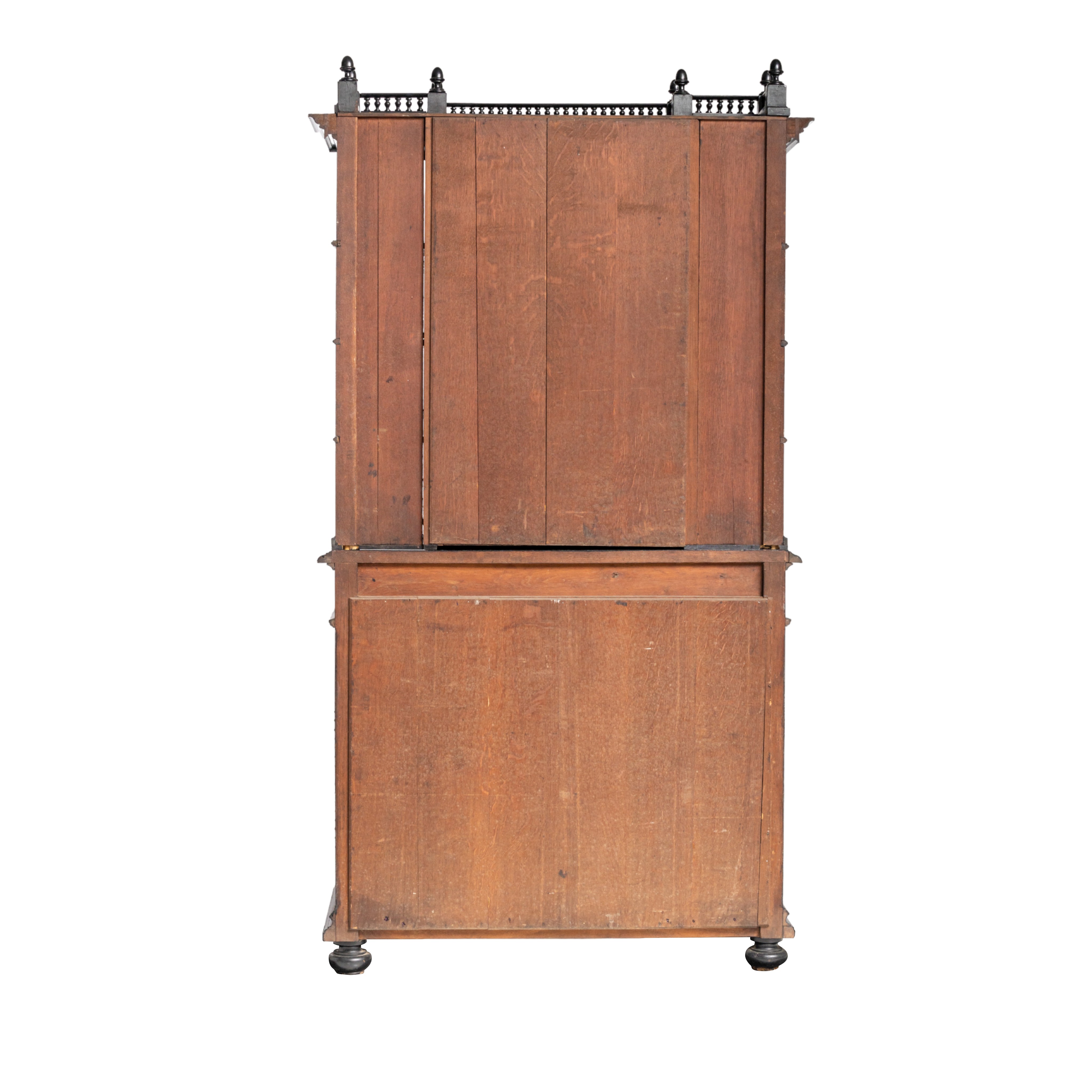 A Napoleon III ebonised display cabinet, H 205 - W 107 - D 58 cm - Image 4 of 9