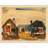 Willem Van Hecke (1893-1976), town's view, 1951, oil on paper, 17 x 22 cm