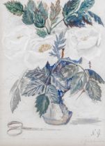 Nathalie Gontcharova (1881-1962), flower still life, pencil, watercolour and gouache, 26 x 35 cm