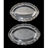 Two silver trays, 30,5 x 45,5/46 cm - total weight: ca. 2.521 g