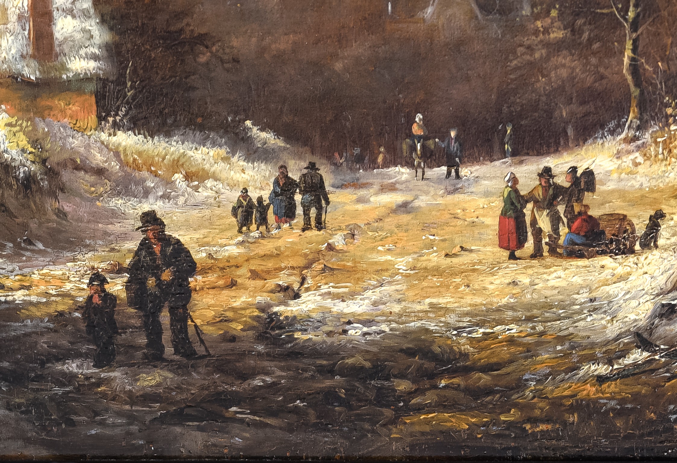 Albert Moerman (1808-1856), winter landscape with figures, oil on panel, 26 x 31 cm - Image 5 of 5