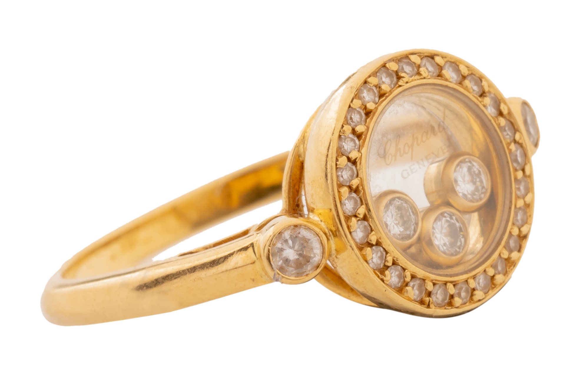 A Chopard 18ct yellow gold ring, set with brilliant-cut diamonds, 5,3 g (+)