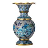 A Chinese famille rose cloisonné enamelled bronze vase, 20thC, H 41 cm