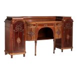 An Edwardian mahogany veneered sideboard, H 119 - W 226 - D 56 cm