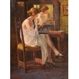 Alfred Jirasek (1863-1931), elegant lady in front of a toilet table, oil on canvas, 58 x 78 cm