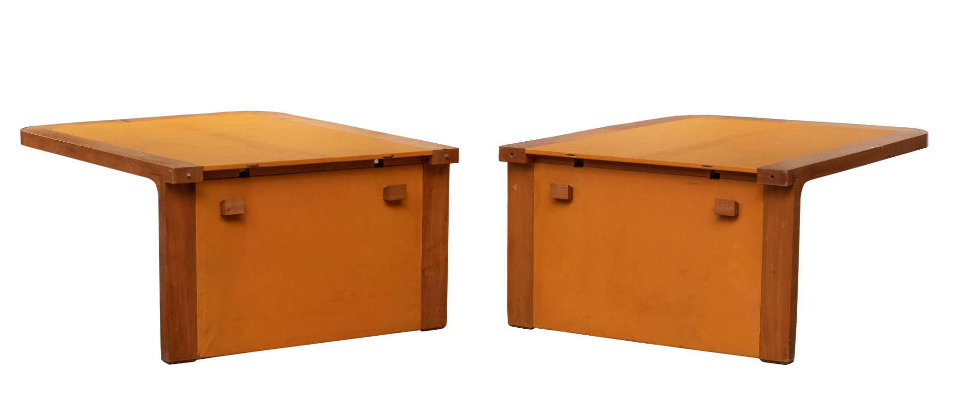 A large office desk with leather top, cherry wood, H 71 - W 300 - 427 - D 120 cm - Bild 5 aus 10
