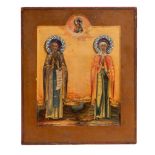 A Russian icon depicting the prophet Elijah and Saint Righteous Elizabeth, late 19thC, 26,5 x 31 cm