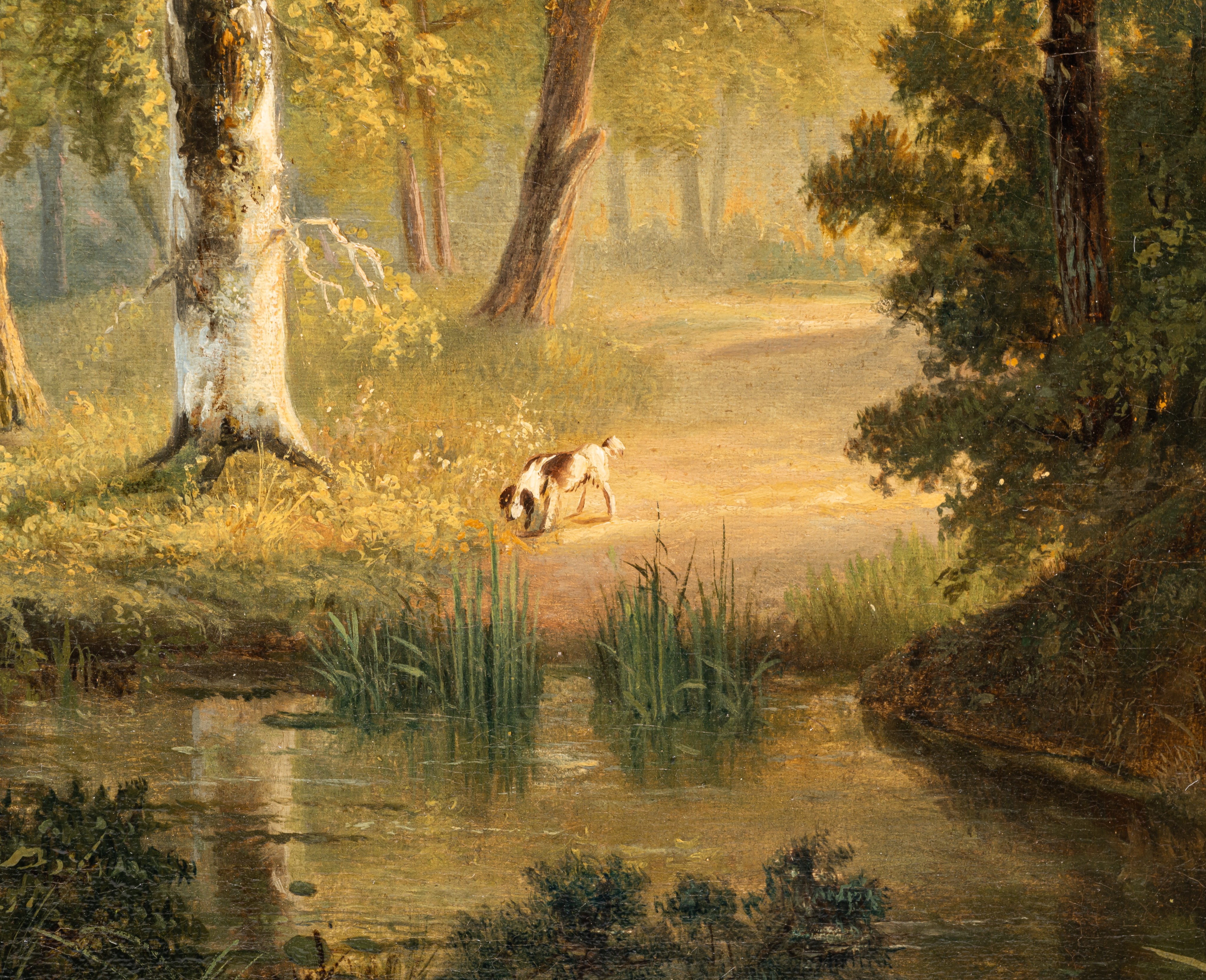 Hendrik Verpoeken (1791-1869), wooded landscape with figures near a pond, oil on canvas, 66 x 83 cm - Image 7 of 7