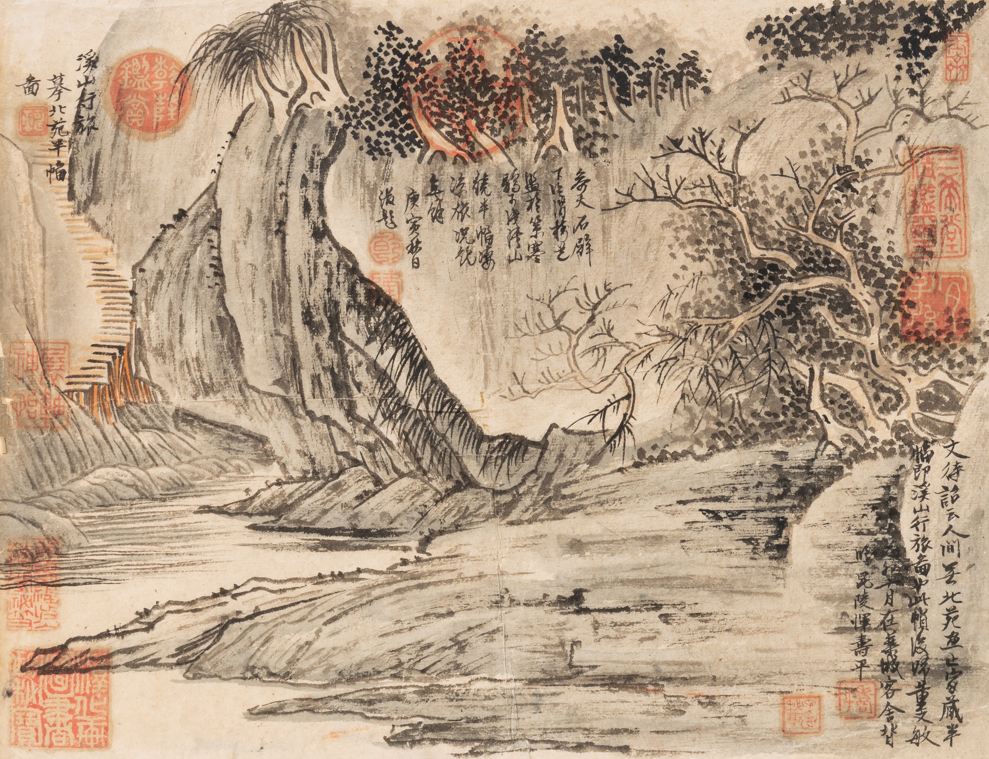 Three Chinese paintings, ink and watercolour on paper, with signature or seal reading Shou Ping and - Bild 2 aus 10