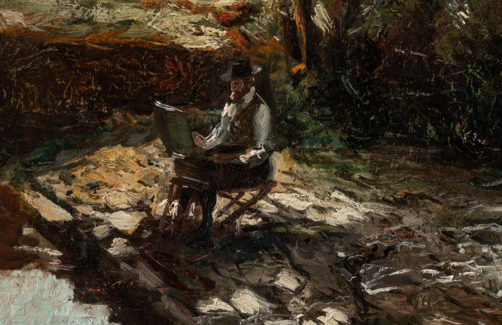 Alfred Bastien (1873-1955), the pleinairist at work, oil on canvas, 38 x 55 cm - Bild 6 aus 8