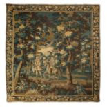 The falcon hunt, a verdure Aubusson tapestry, late 17thC, H 281 - W 267 cm
