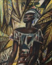 Floris Jespers (1889-1965), African Lady, oil on paper on fibre wood, 80 x 100 cm