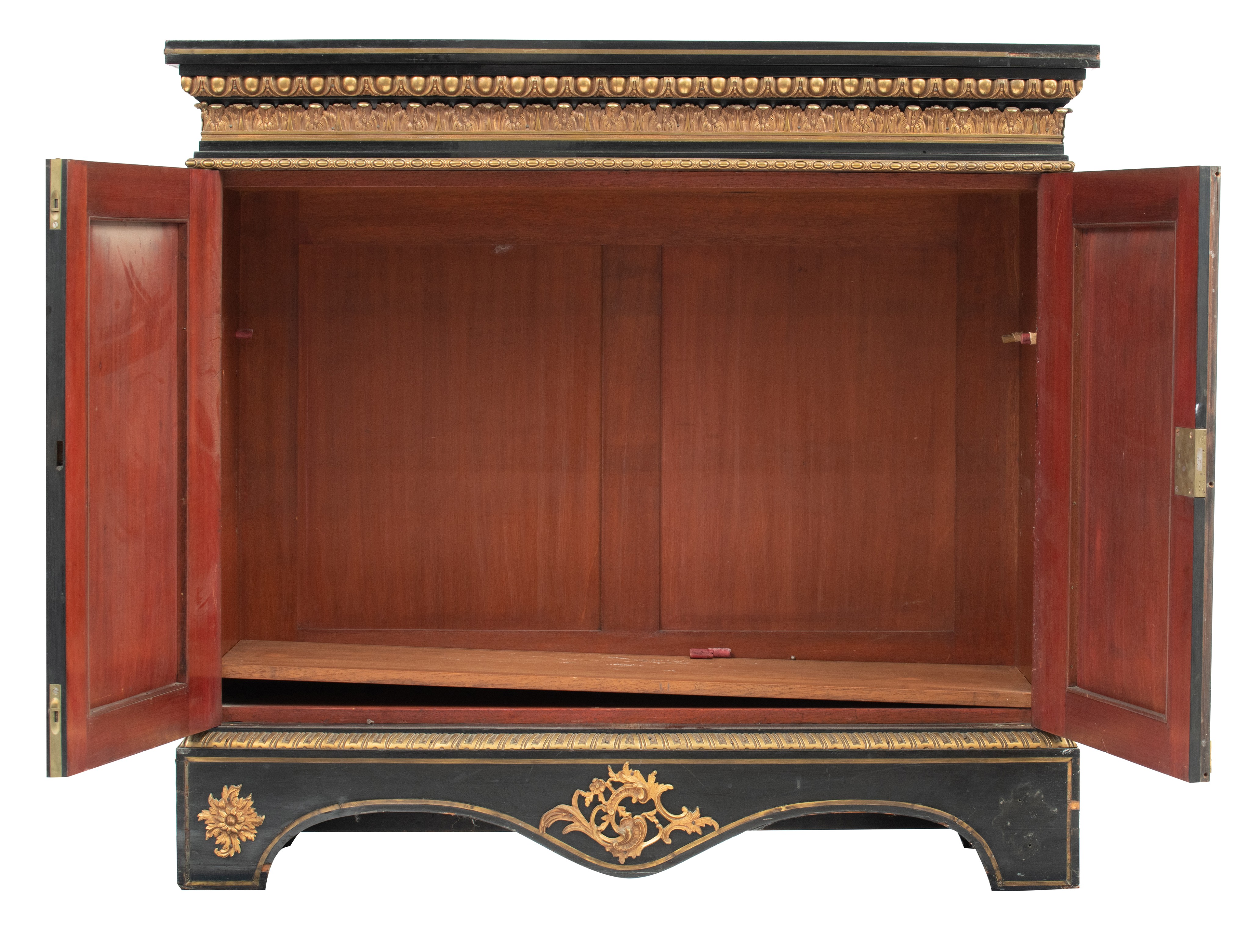 A Napoleon III Boulle 'meuble d'appui', late 19thC, H 105 - W 115 - D 40 cm - Image 6 of 11