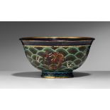 A Chinese cloisonné 'Dragon' bowl, rarely with a Kangxi mark, Qing, H 10,7 - ø 20,9 cm