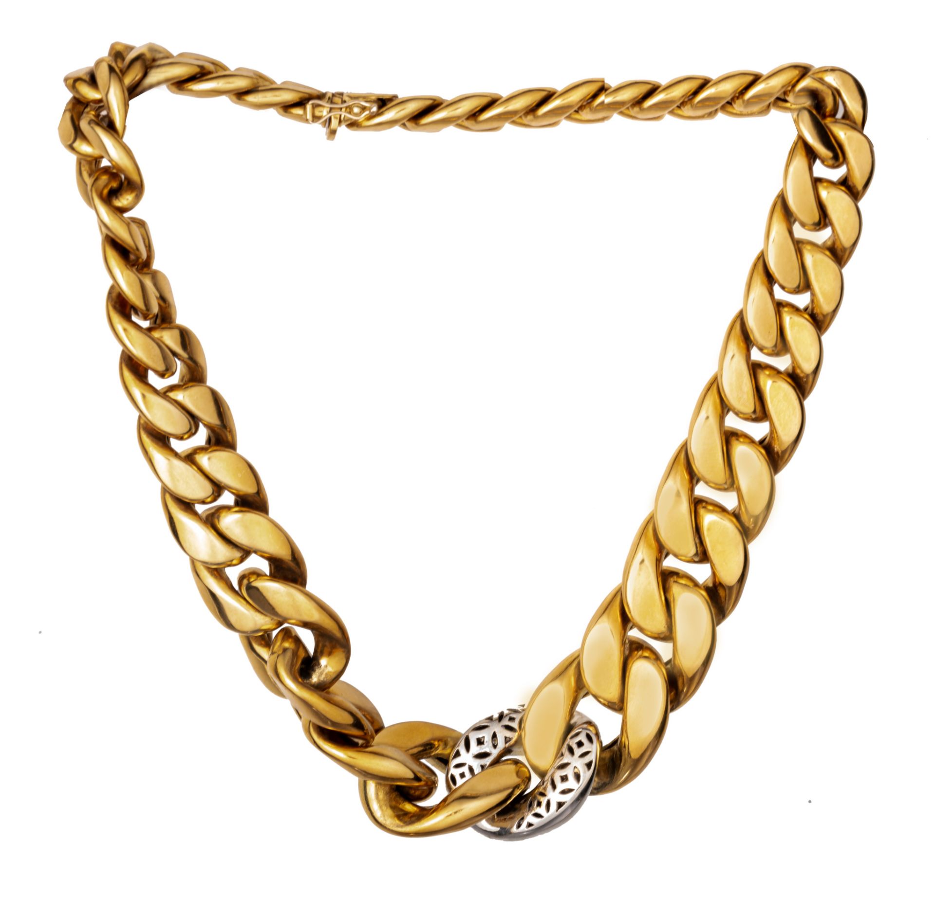 A braided necklace in 18ct yellow gold, set with brilliant-cut diamonds, 157 g - Image 2 of 4