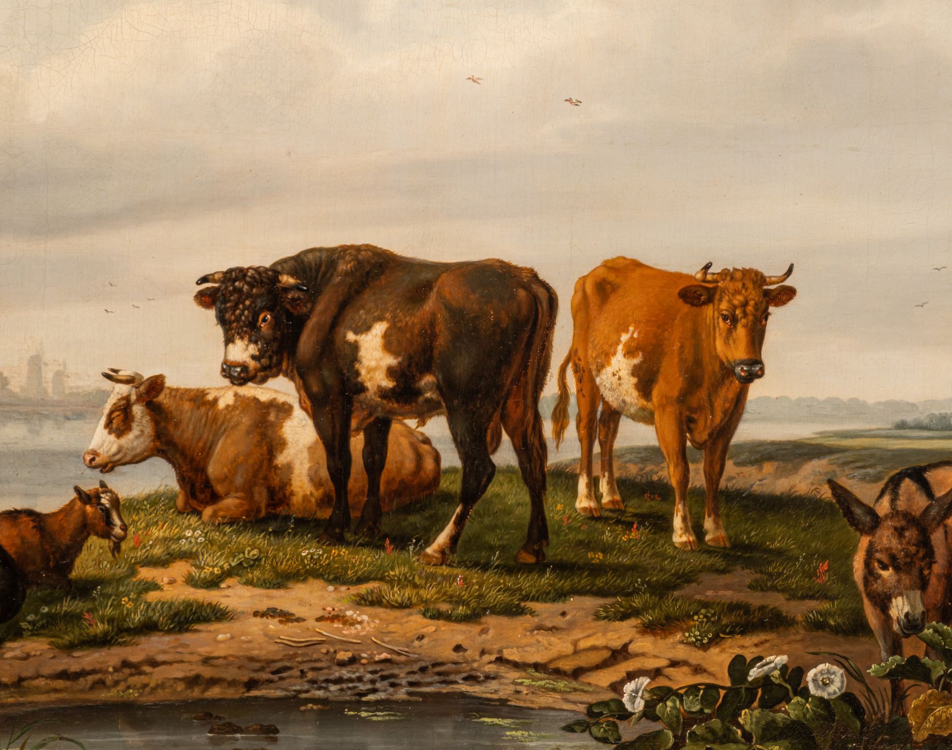 Abraham Bruiningh van Worrell (1787-1832), resting cattle in a landscape, oil on canvas, 51,5 x 63 c - Bild 5 aus 6