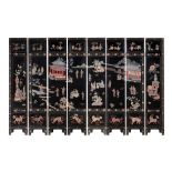 A Chinese eight-panel double-sided Coromandel lacquer chamber screen, late Qing/Republic period, 214