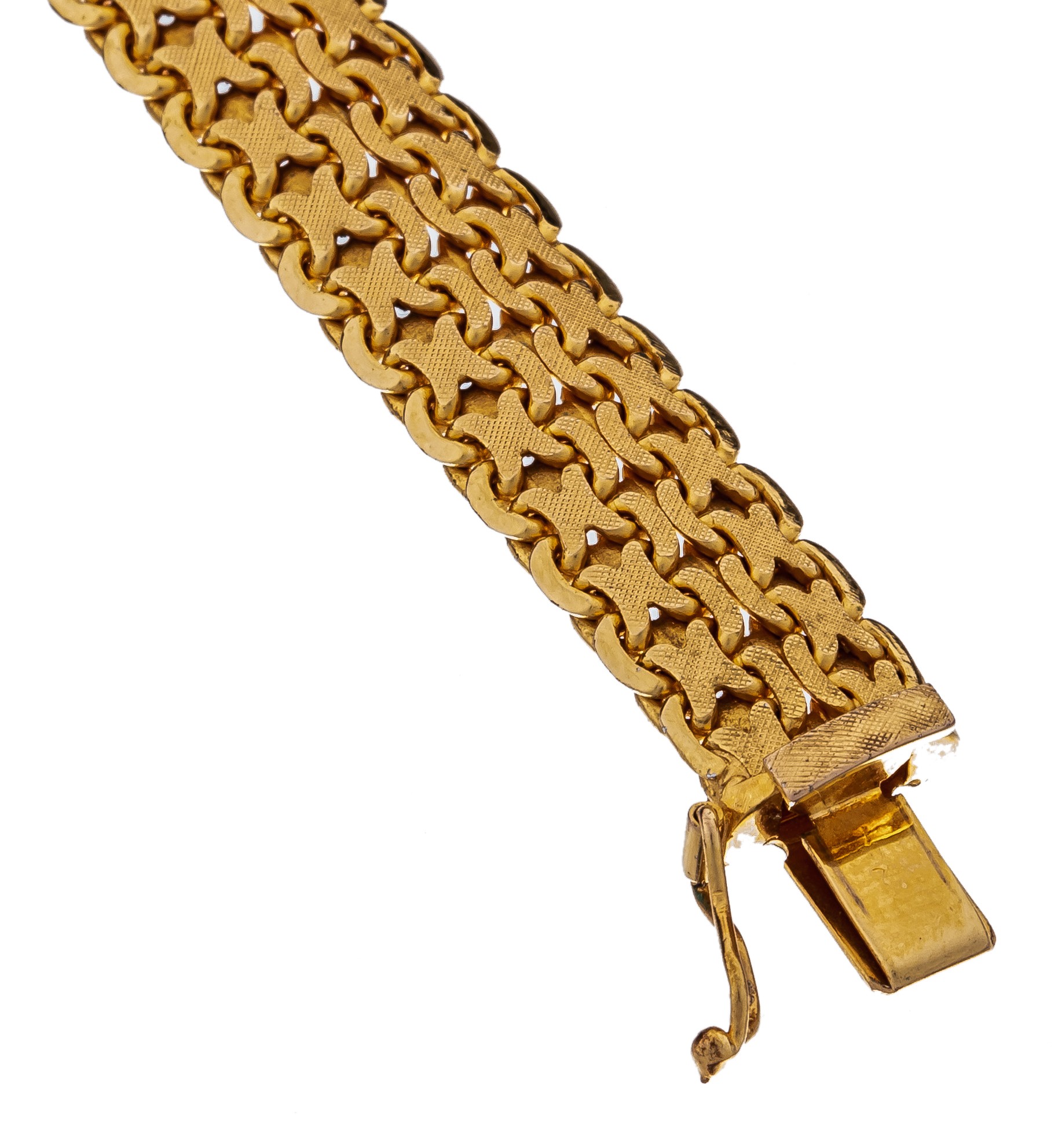 A braided bracelet in 18ct yellow gold, set with nine brilliant cut diamonds, 28,9 g - Image 3 of 7